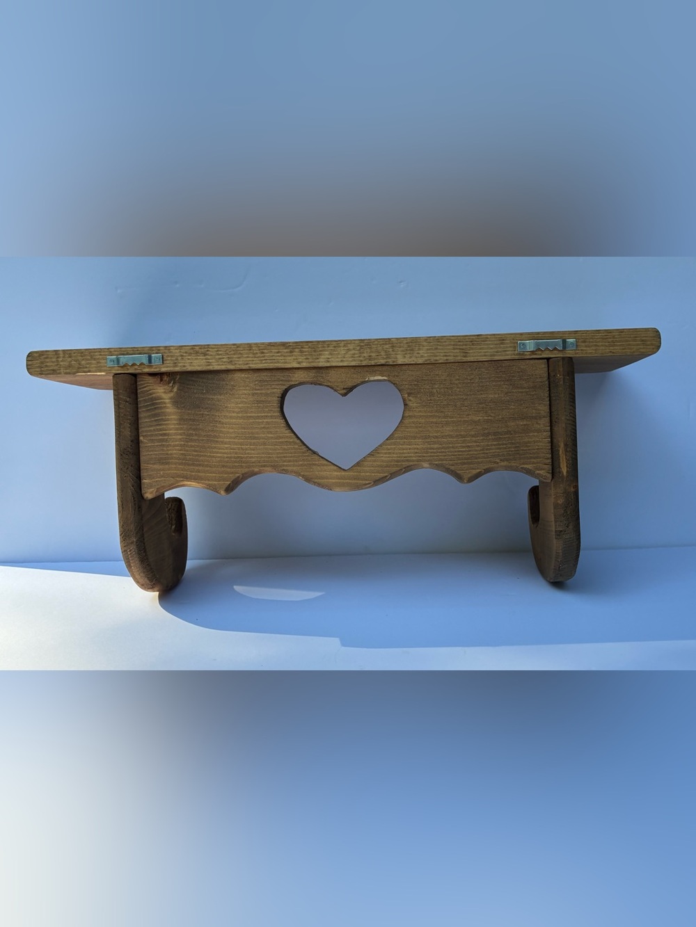 Vintage Wood Heart Wall Shelf Hooks Cottagecore Farmhouse - Picture 13 of 15